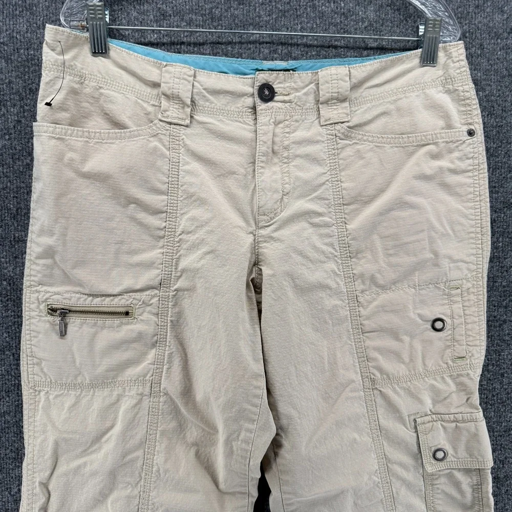 Eddie Bauer Womens Pants Petite 14 Cream Vashon Fit‎ Cargo Straight Crop Hiking